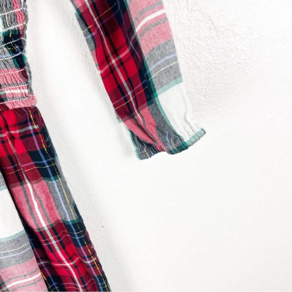 OLD NAVY Girls Plaid Smocked-Bodice Long Sleeves Dress, Size XL (14/16) Holiday